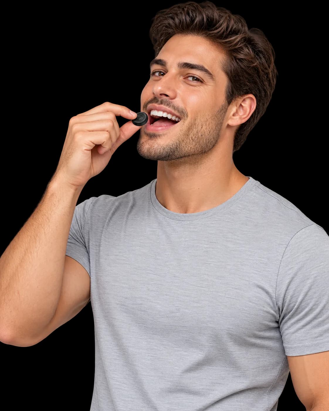 Person enjoying a Kaya Pure gummy