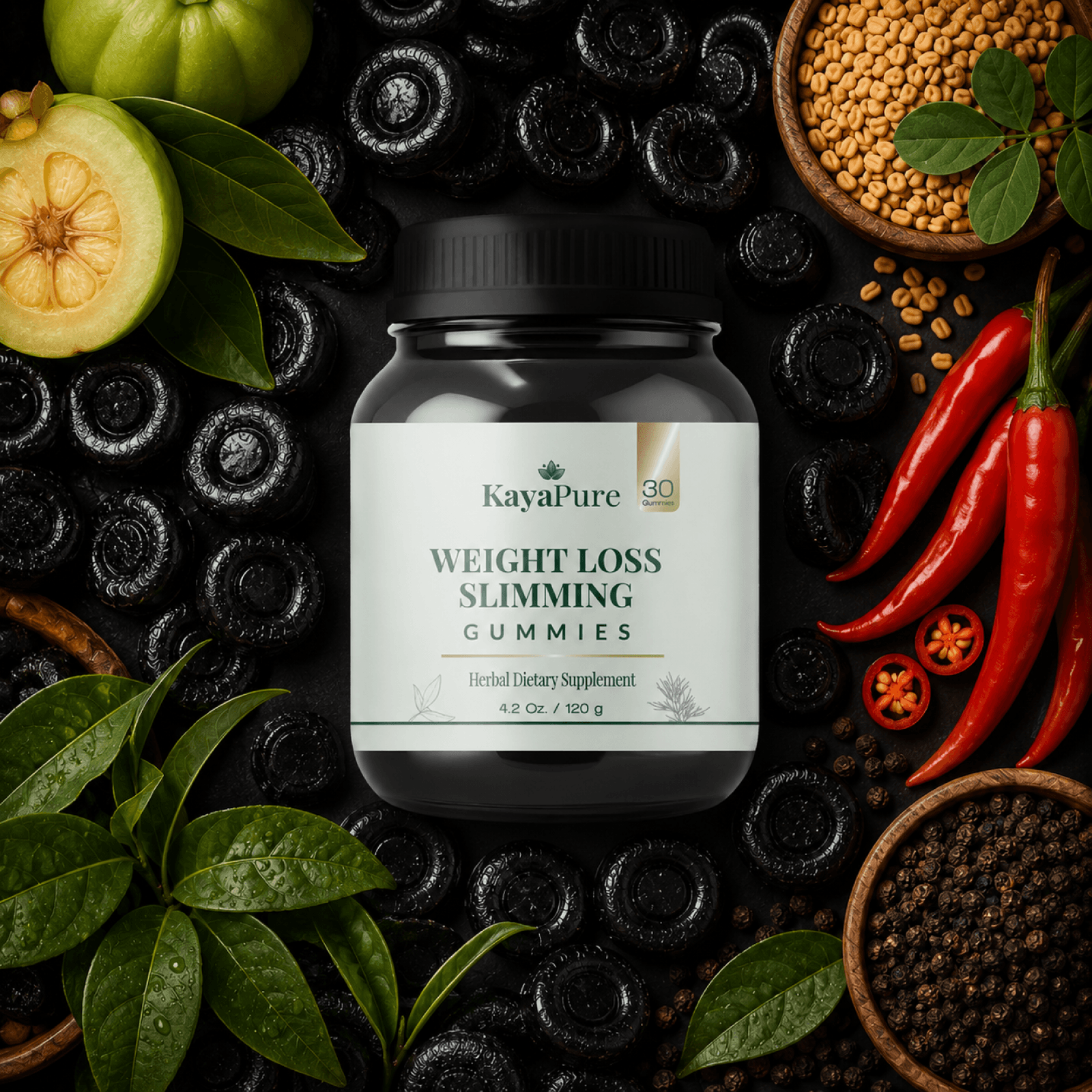 Kaya Pure Weight Loss Slimming Gummies bottle with botanicals